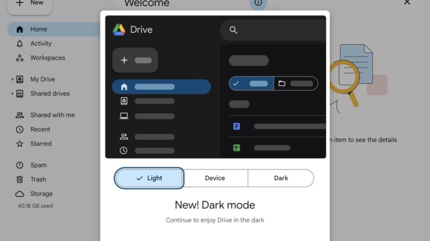 Google vient d’ajouter le mode sombre à Drive.