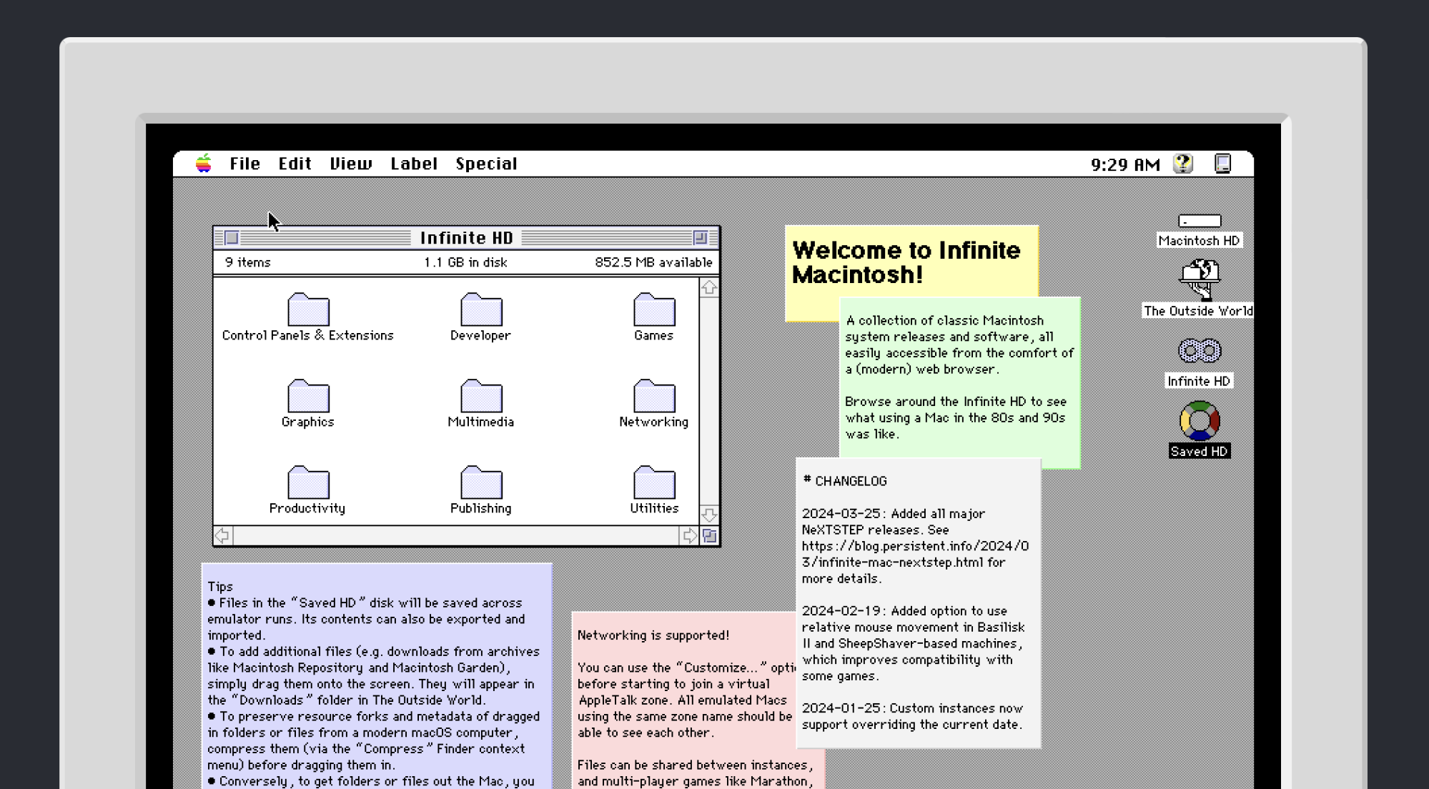 Une version de Classic Mac OS en cours d'exécution.