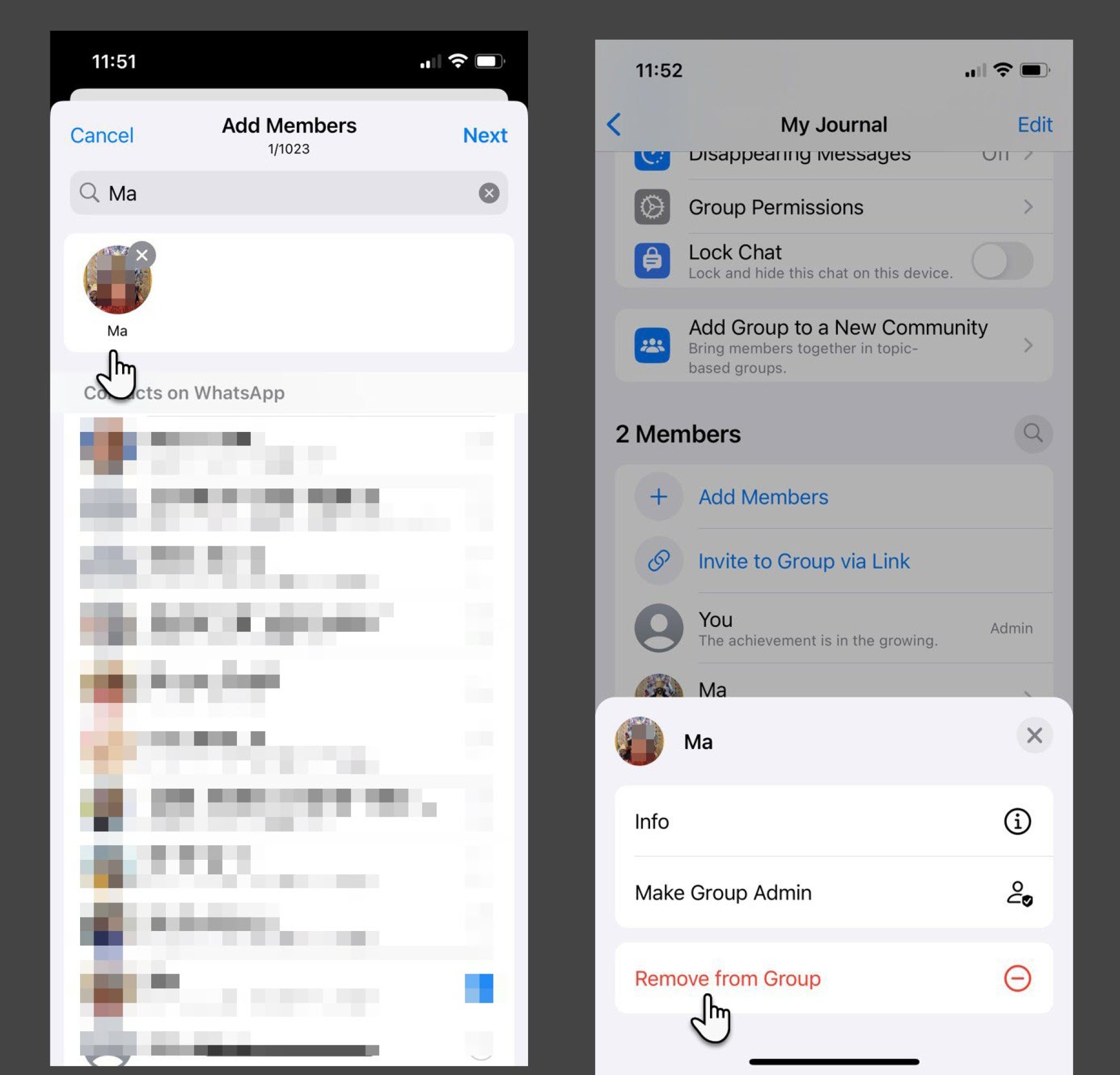 WhatsApp groupe à une seule personne
