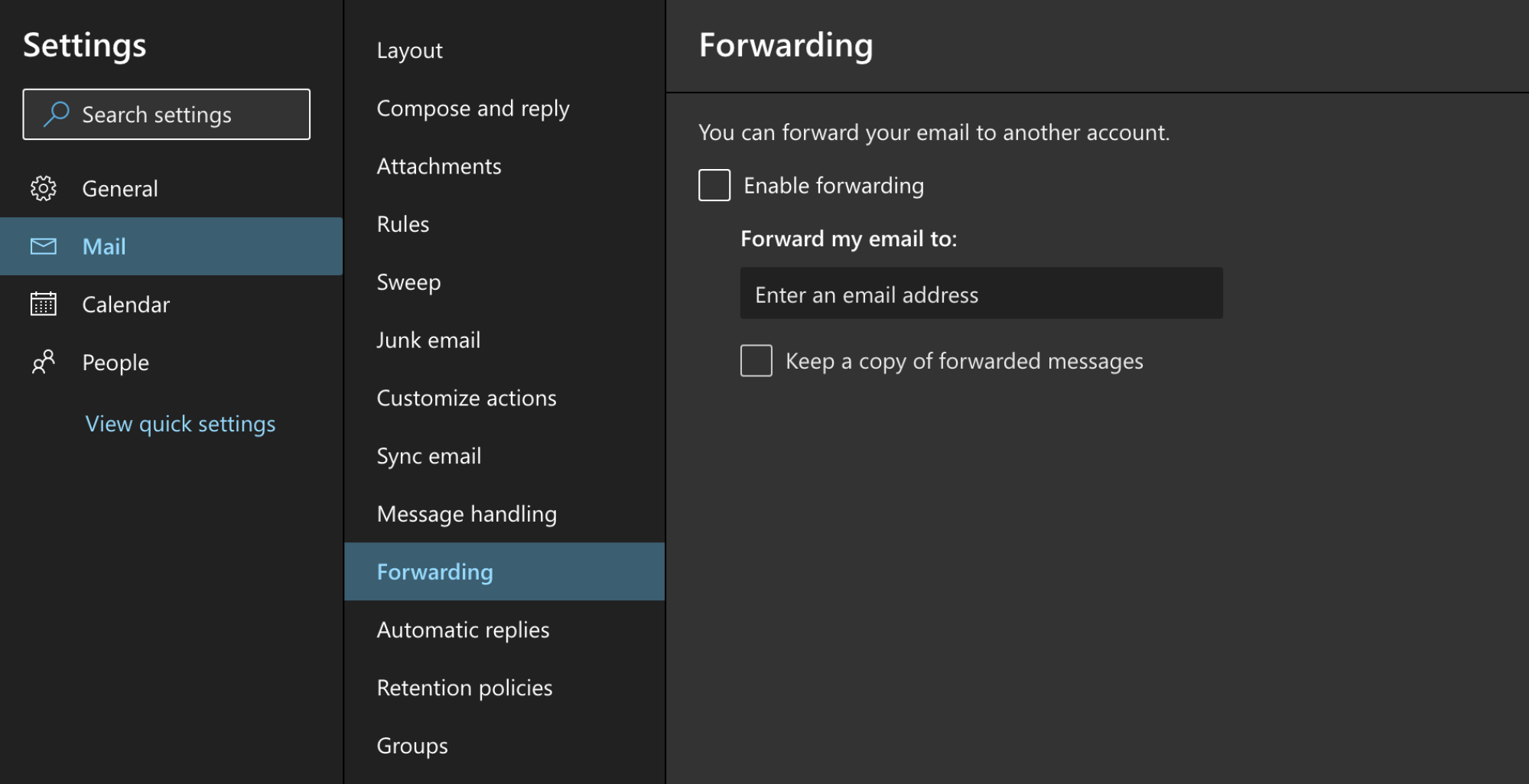 transfert d'e-mail outlook