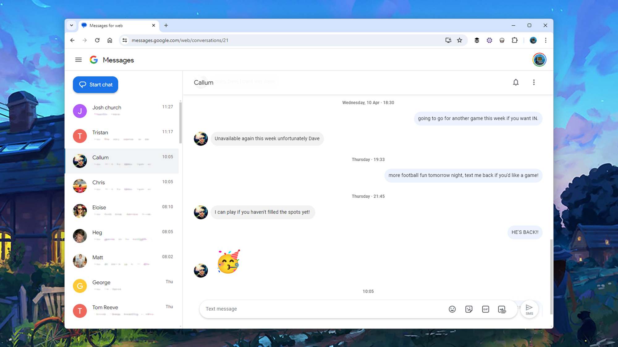 Google Messages sur le web