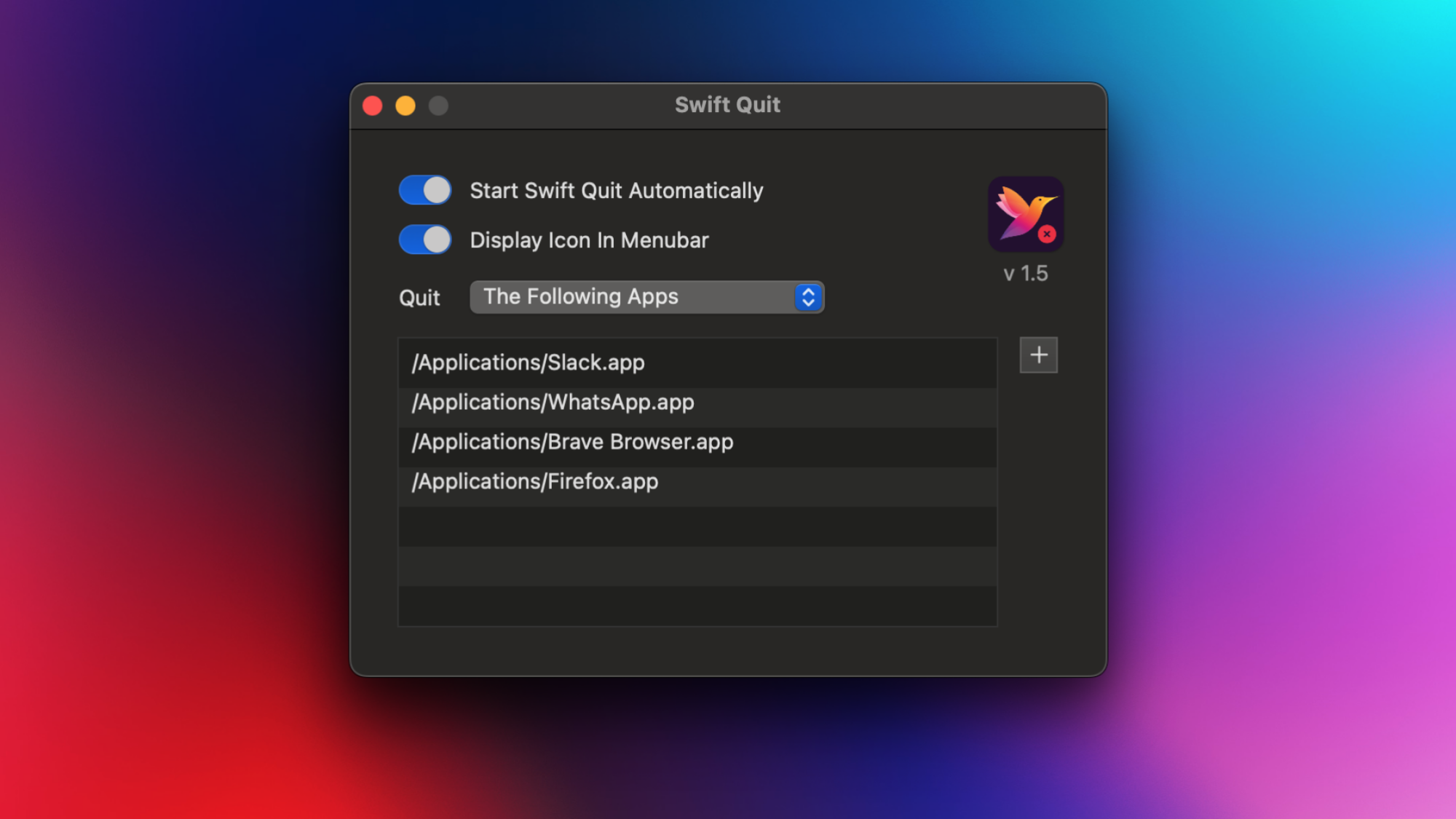 L'application Swift Quit sur le Mac.