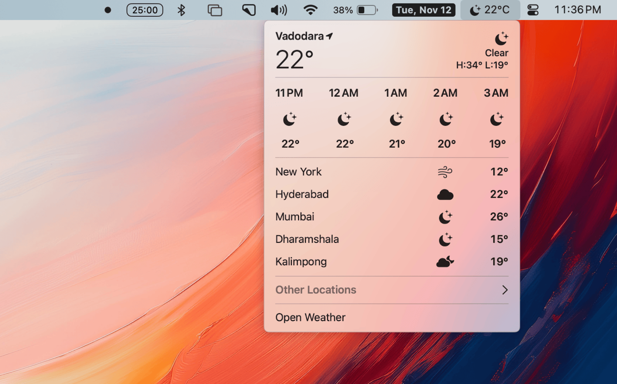 Utilisation du widget météo sur macOS Sequoia.