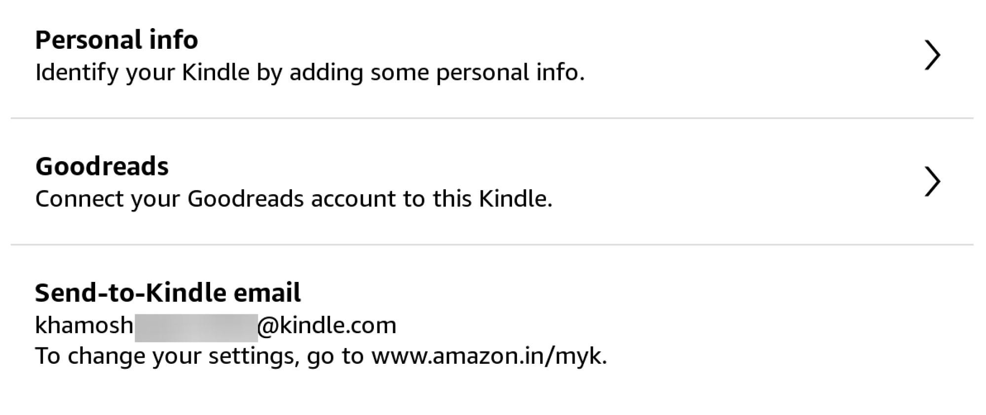 Trouver l'adresse d'envoi à Kindle pour votre Kindle.