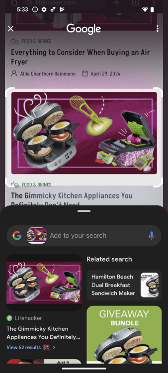 Circle to Search sur Pixel 8a