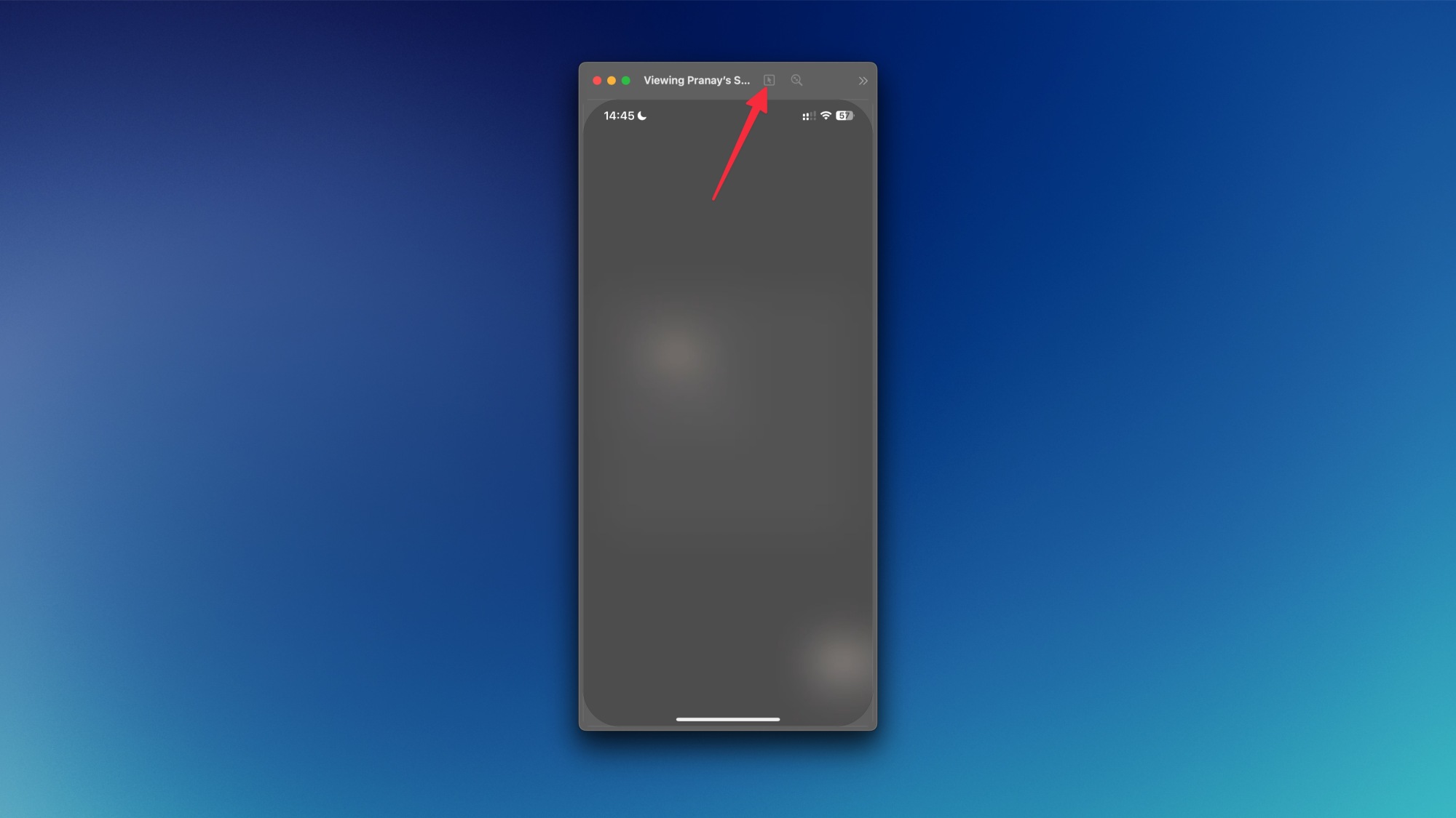 Le bouton de contrôle à distance de FaceTime sur un Mac.