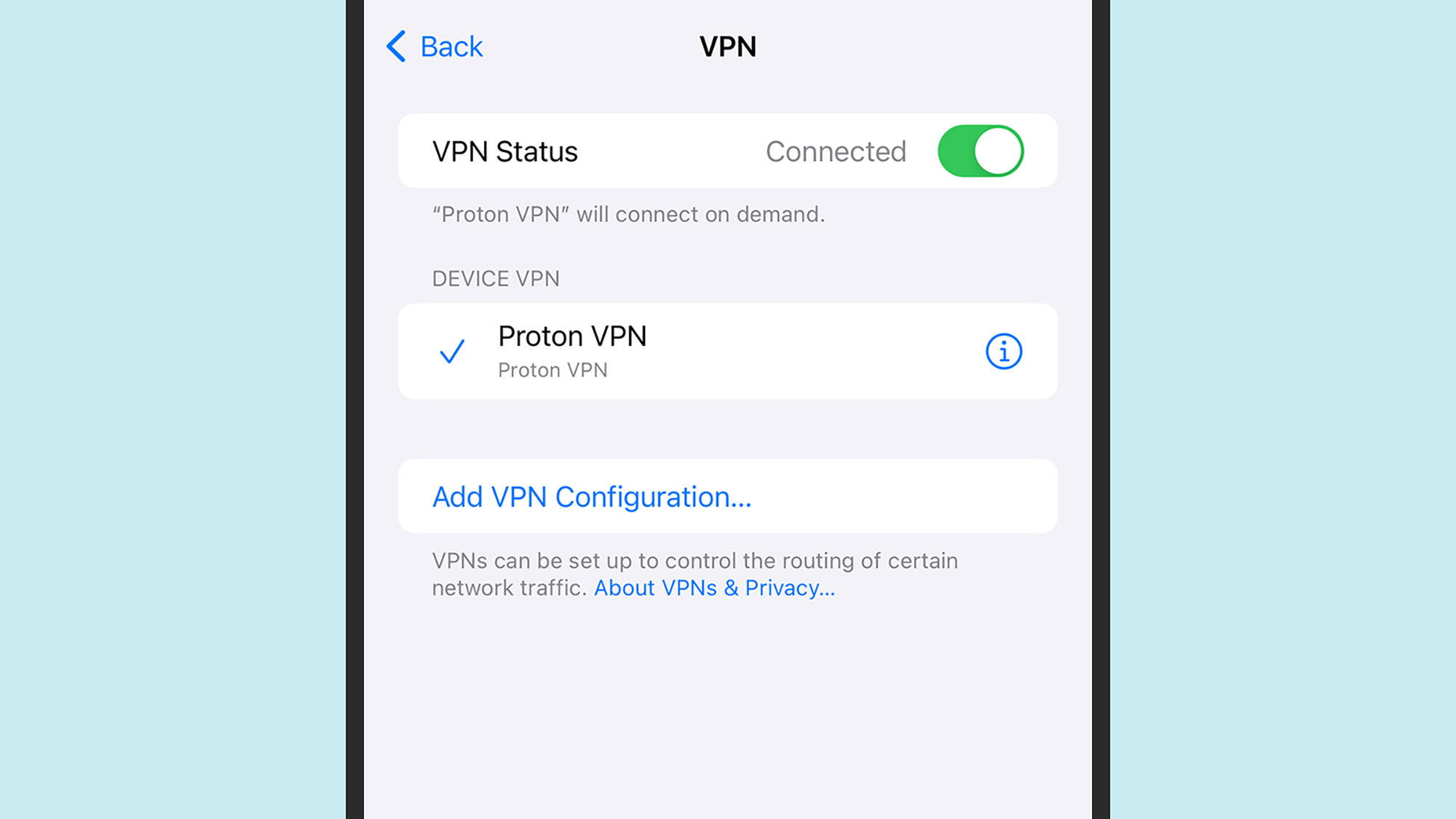 Paramètres VPN iOS