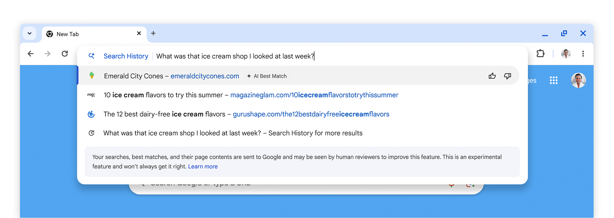 historique de recherche avec IA