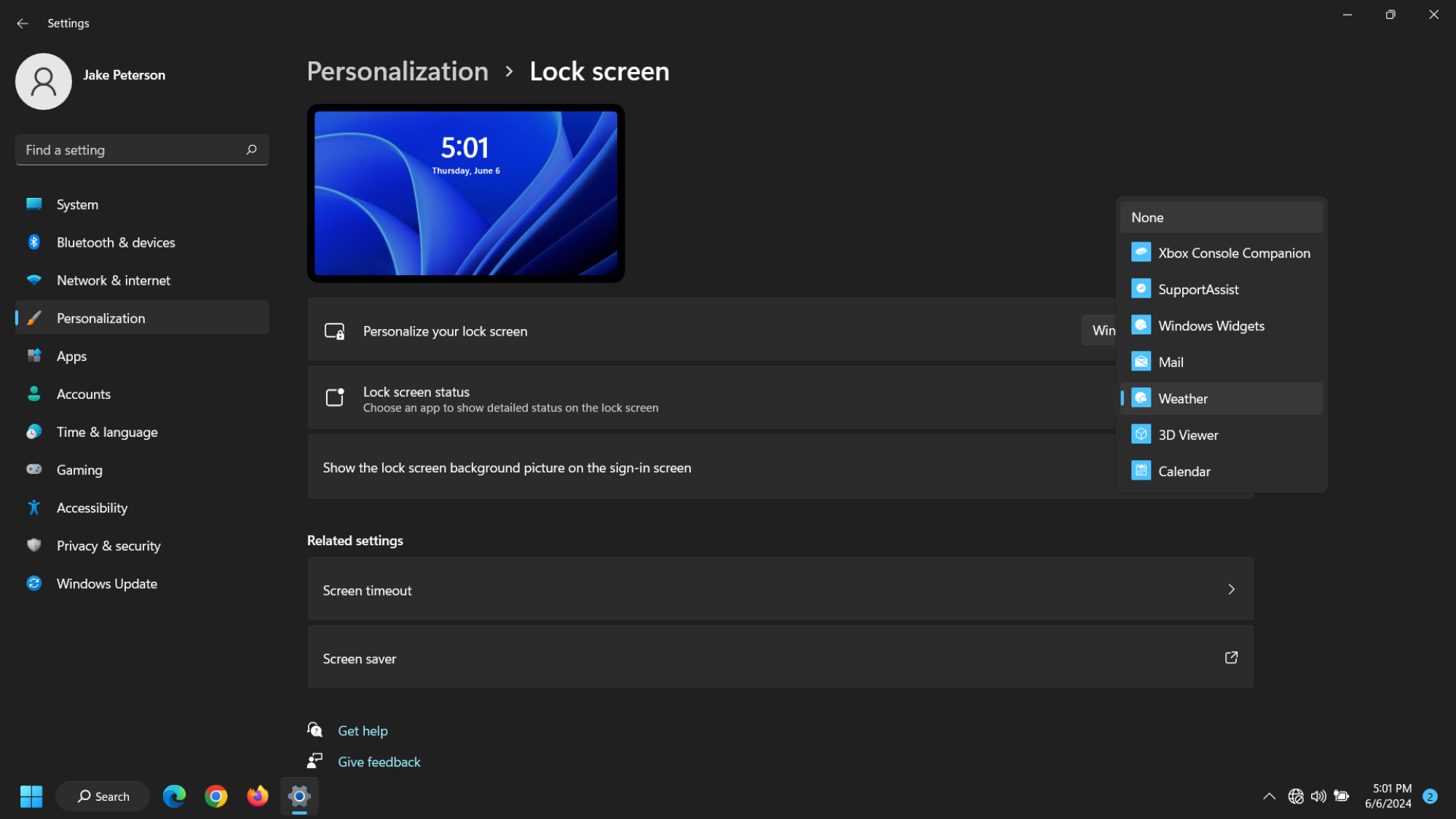 widgets de l'écran de verrouillage