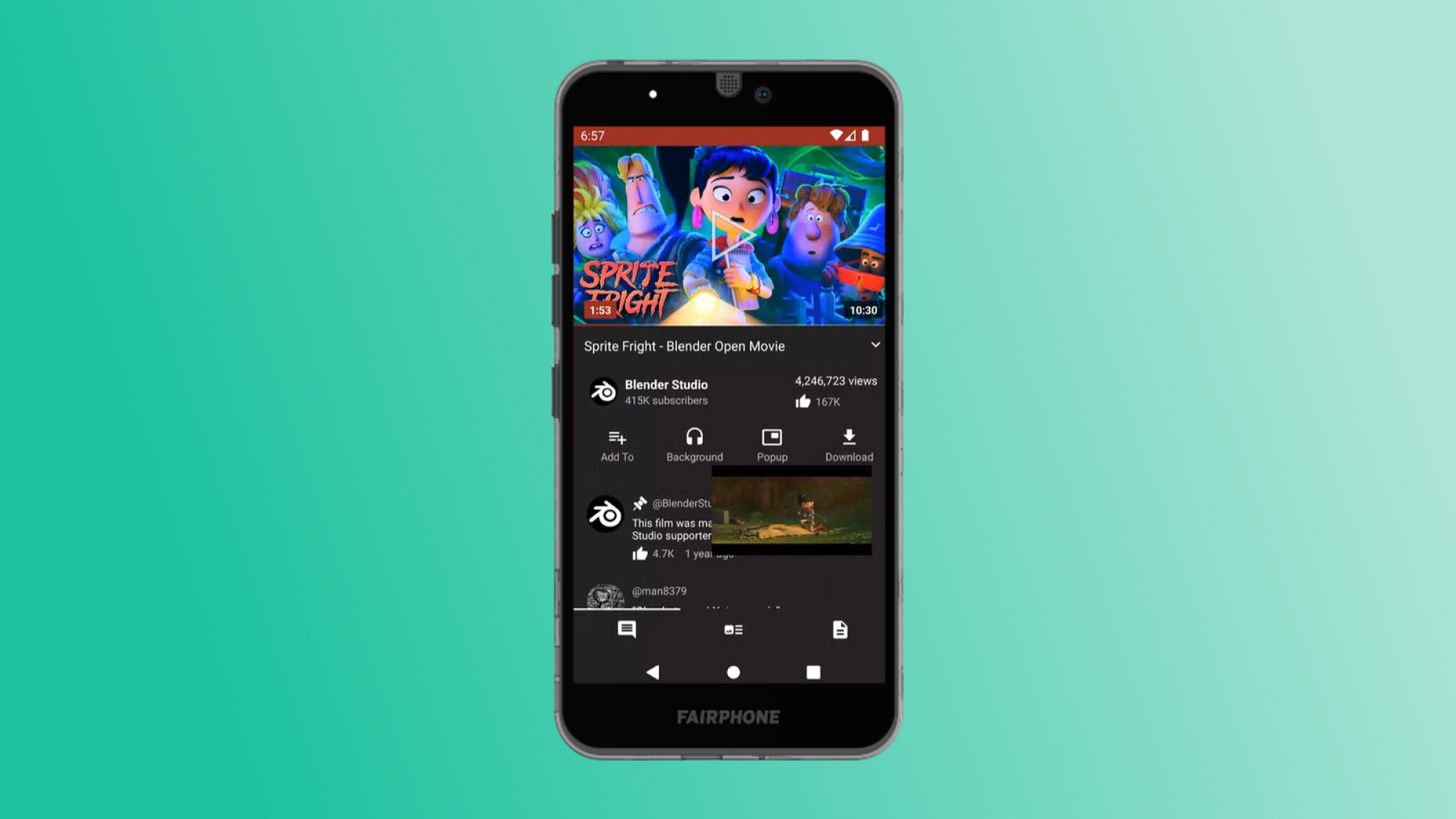 Une capture d'écran de l'application NewPipe pour Android