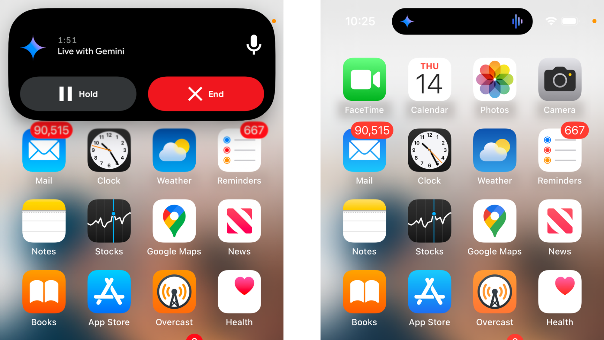 Gemini dans l'île dynamique de l'iPhone