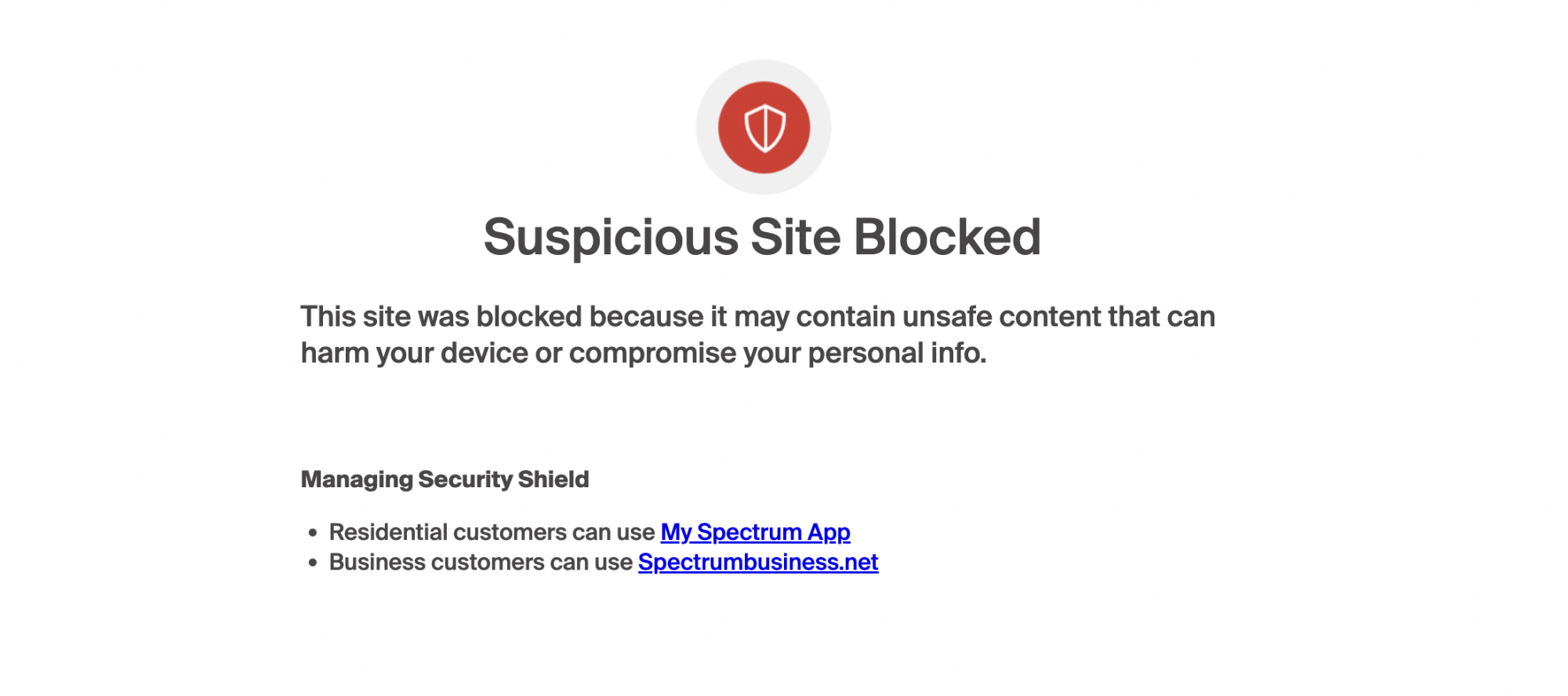 Avertissement de site suspect