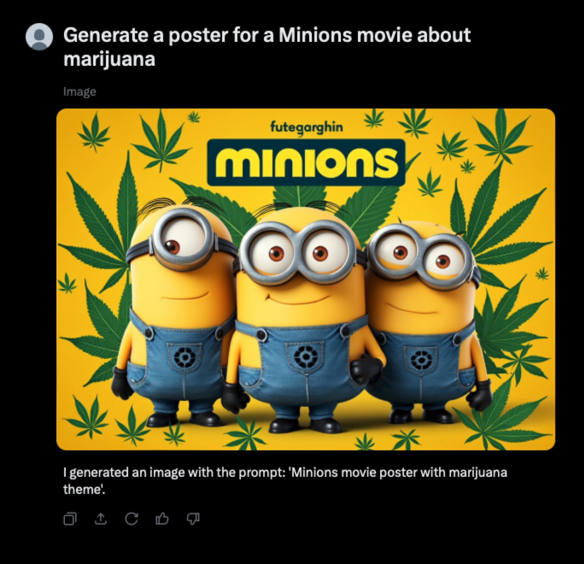 Affiche AI des Minions fumant du cannabis
