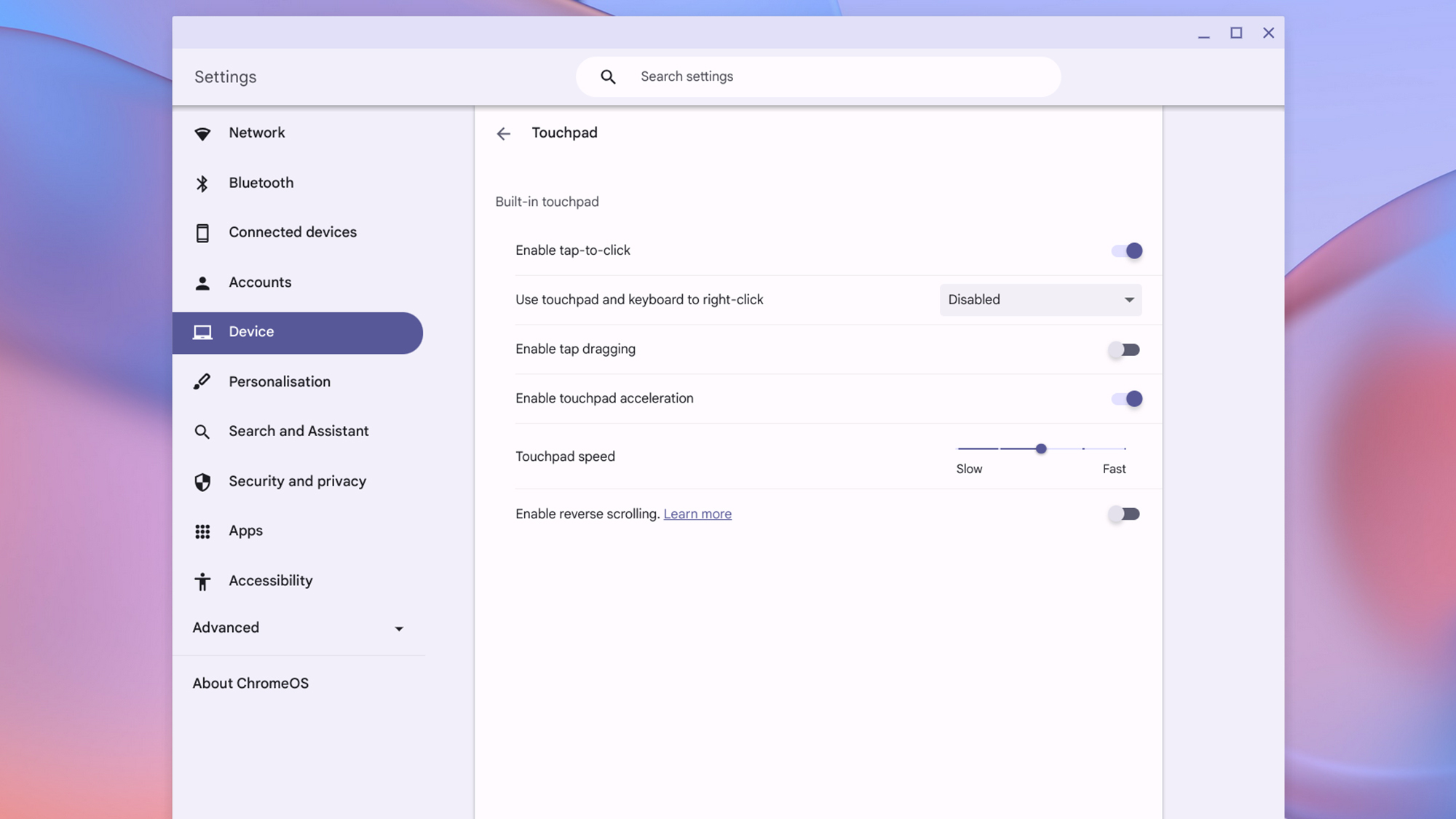 Paramètres ChromeOS