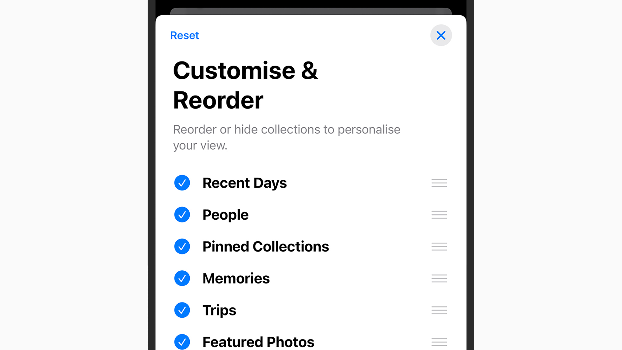 application Photos iOS