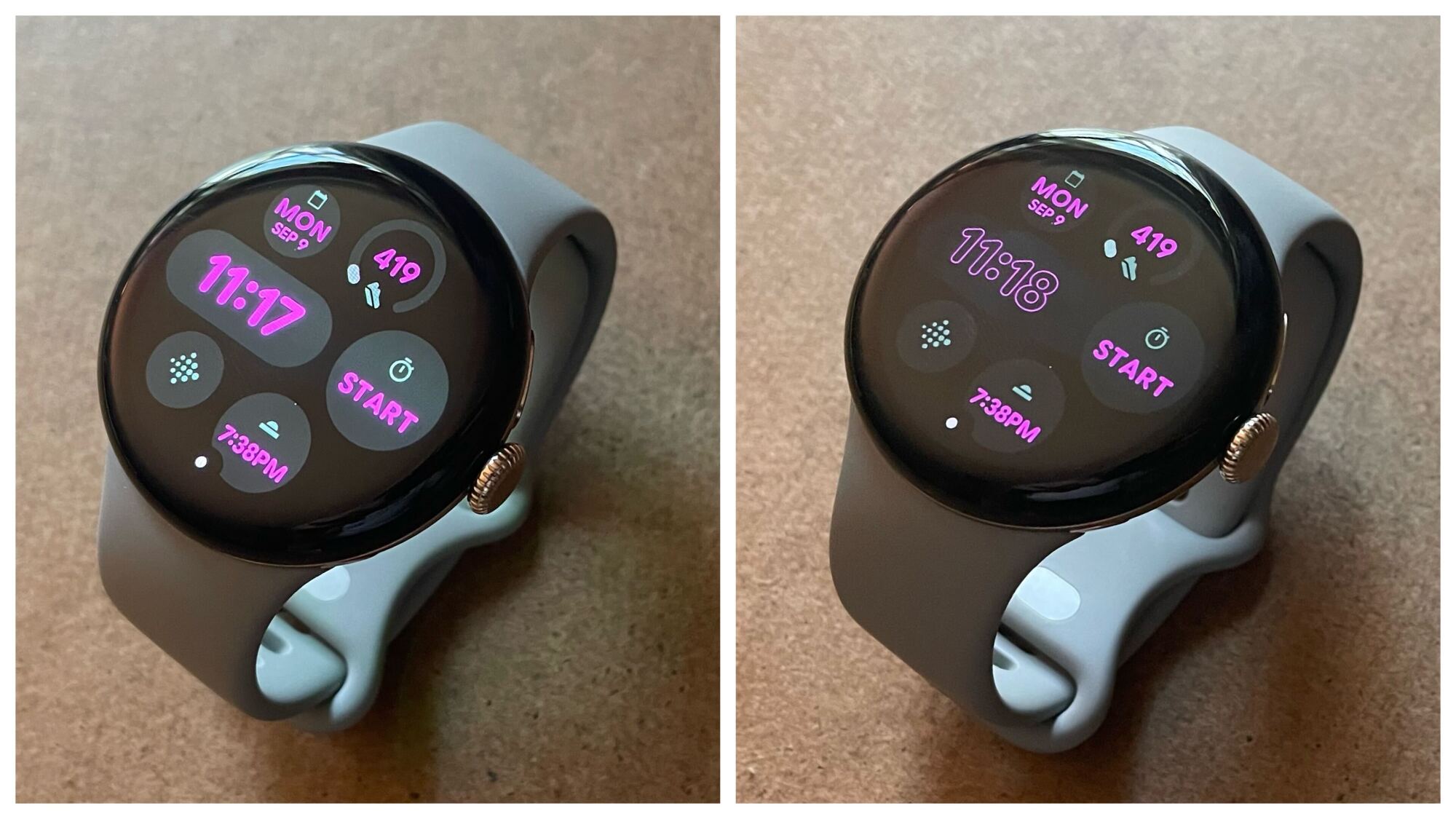 Même montre avec des visages plus lumineux et plus sombres