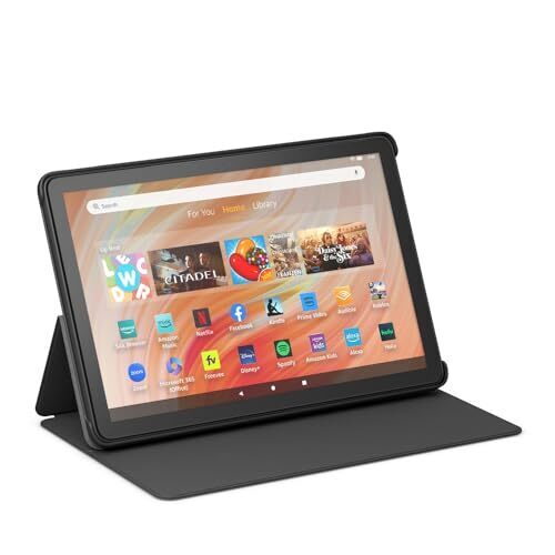 Tablette Amazon Fire HD 10 (32 Go, Noir, avec publicités) + Étui avec support (Noir)