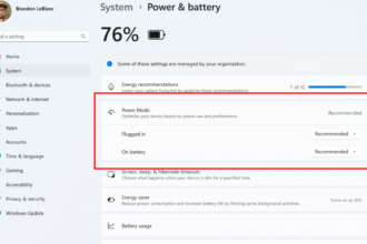Windows 11 facilite le changement de modes d’alimentation.