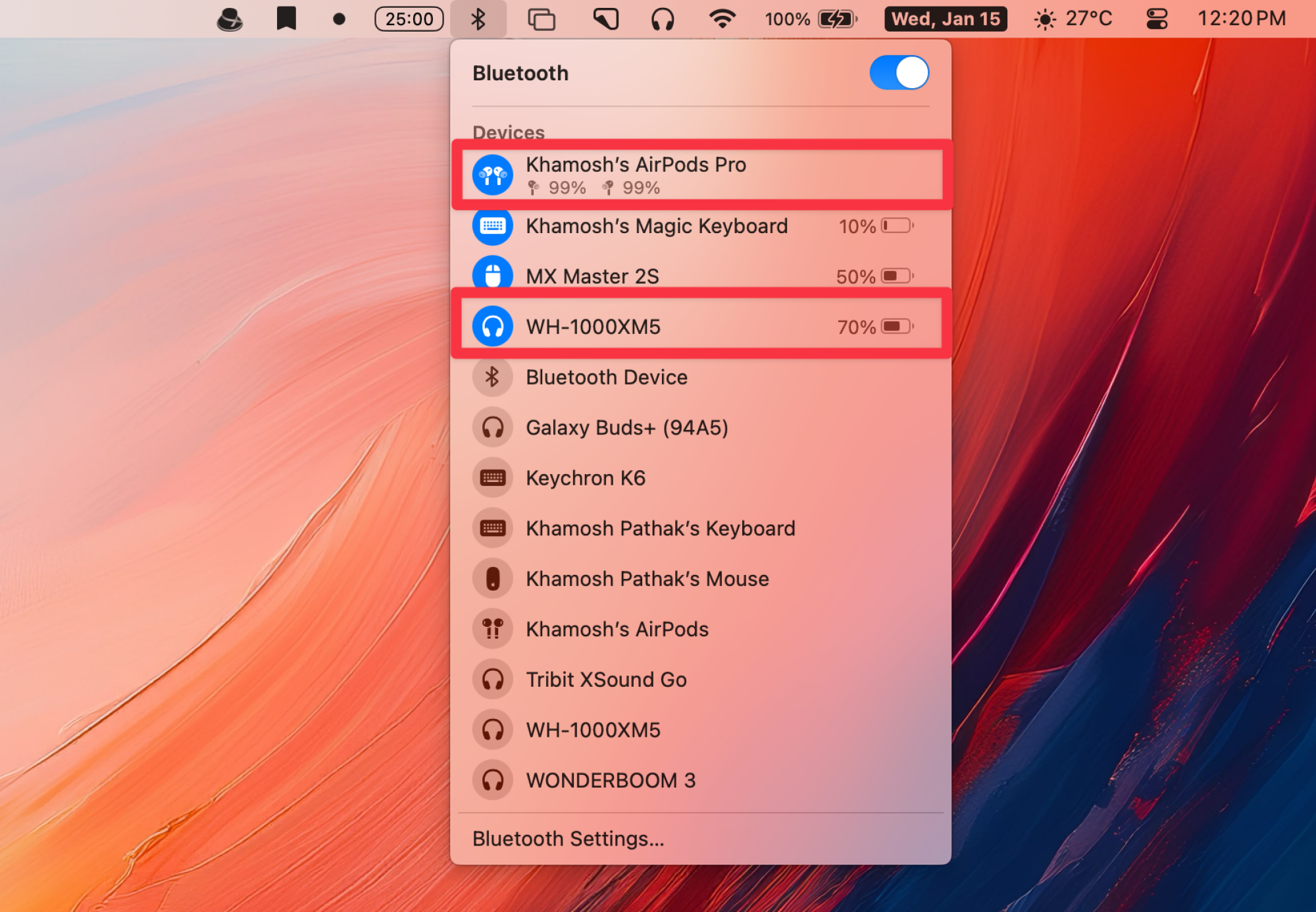 Connectez deux appareils Bluetooth au Mac.