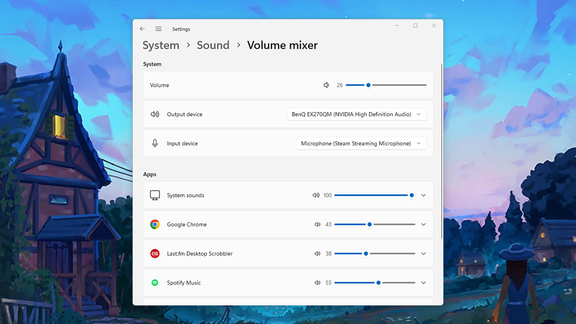 Options de volume de Windows
