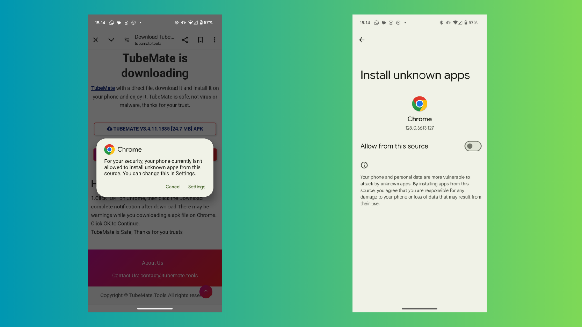 Une fenêtre vous demandera d'autoriser le téléchargement d'applications en dehors du Play Store de Google.