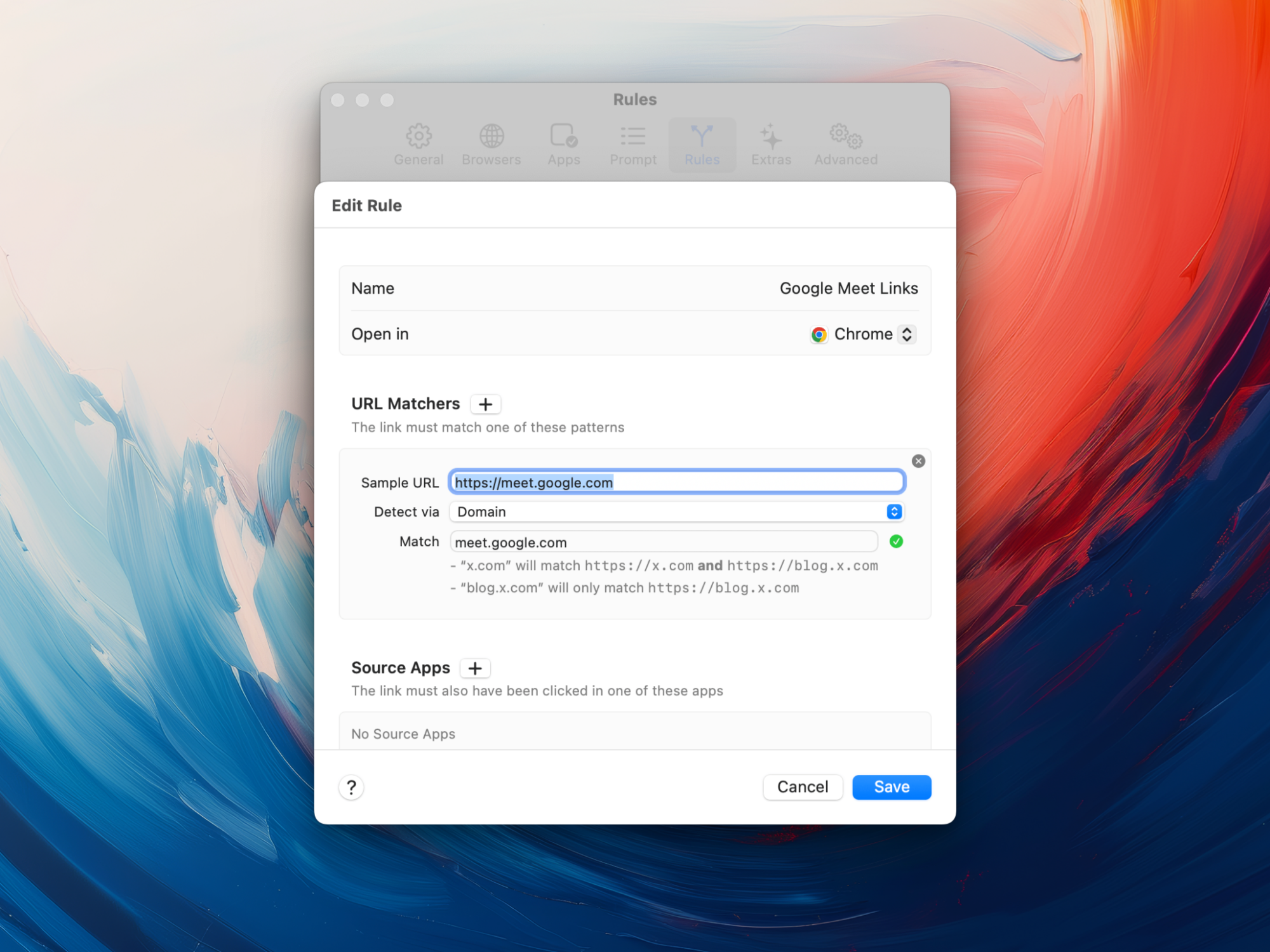 Création de règles personnalisées dans l'application Velja.