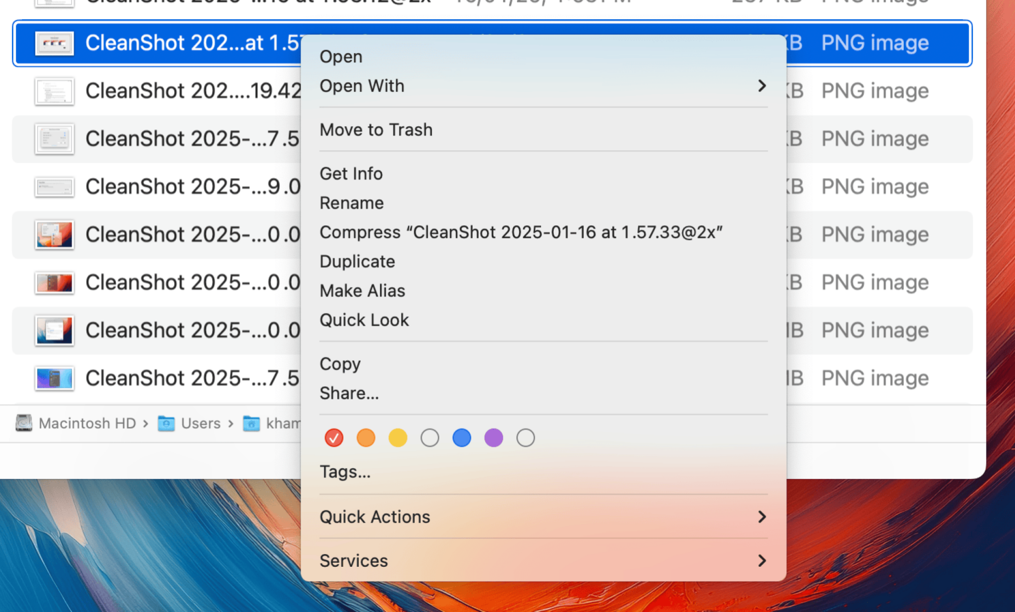 Ajout de balises aux fichiers dans Finder.