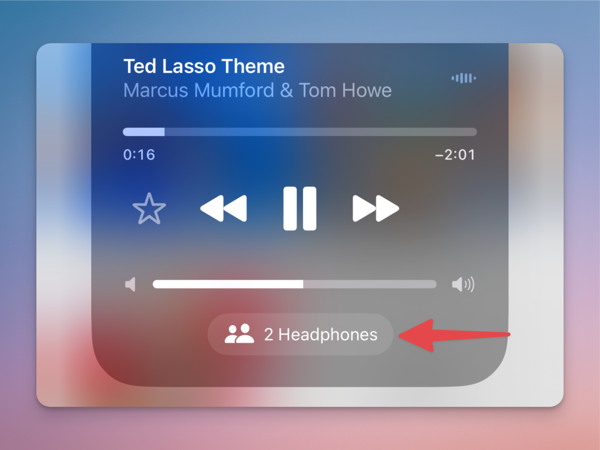 Cliquez sur le bouton 2 Écouteurs pour choisir les deux AirPods connectés.