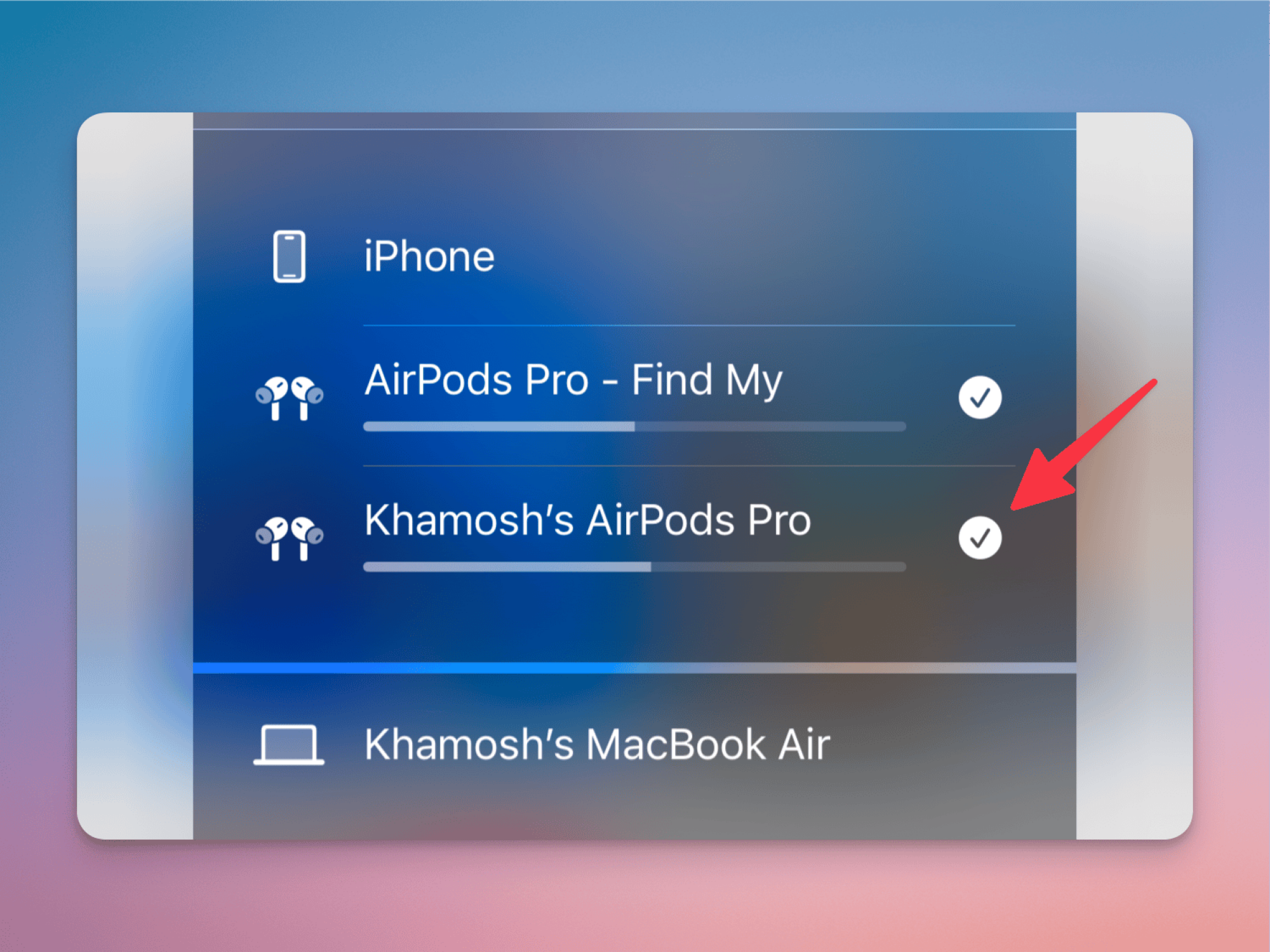 Décochez les AirPods que vous ne souhaitez plus utiliser.