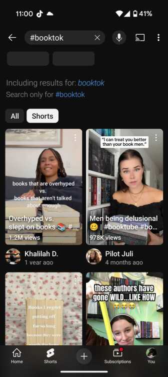 Booktok sur Shorts