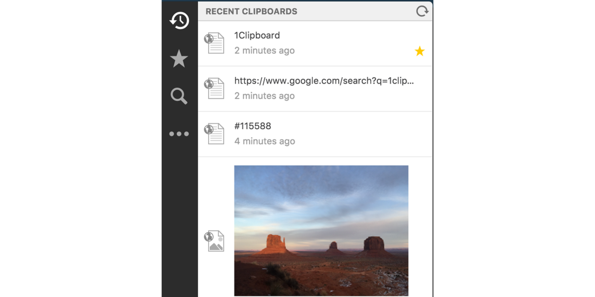 Une capture d'écran du gestionnaire de presse-papiers 1Clipboard pour Windows.