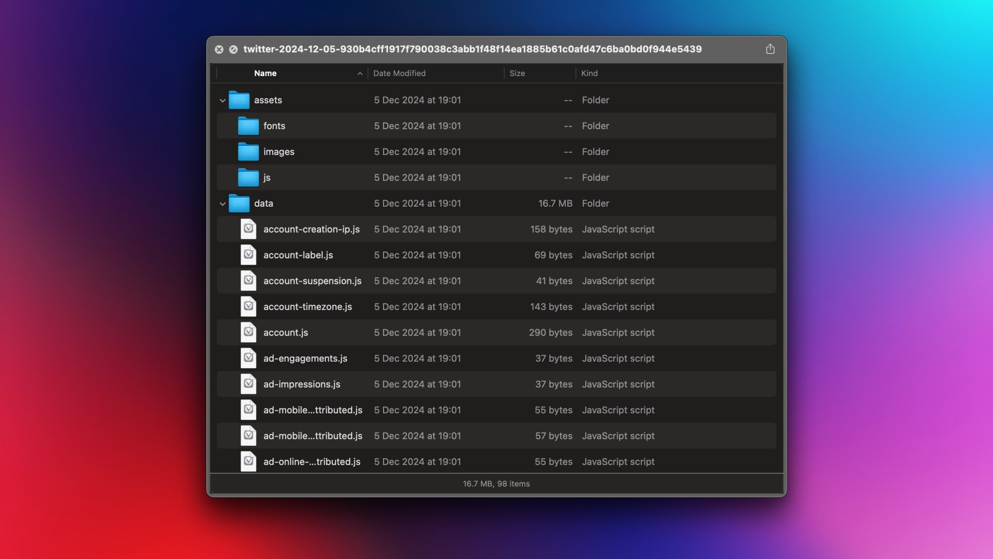 Aperçu d'un dossier sur un Mac.