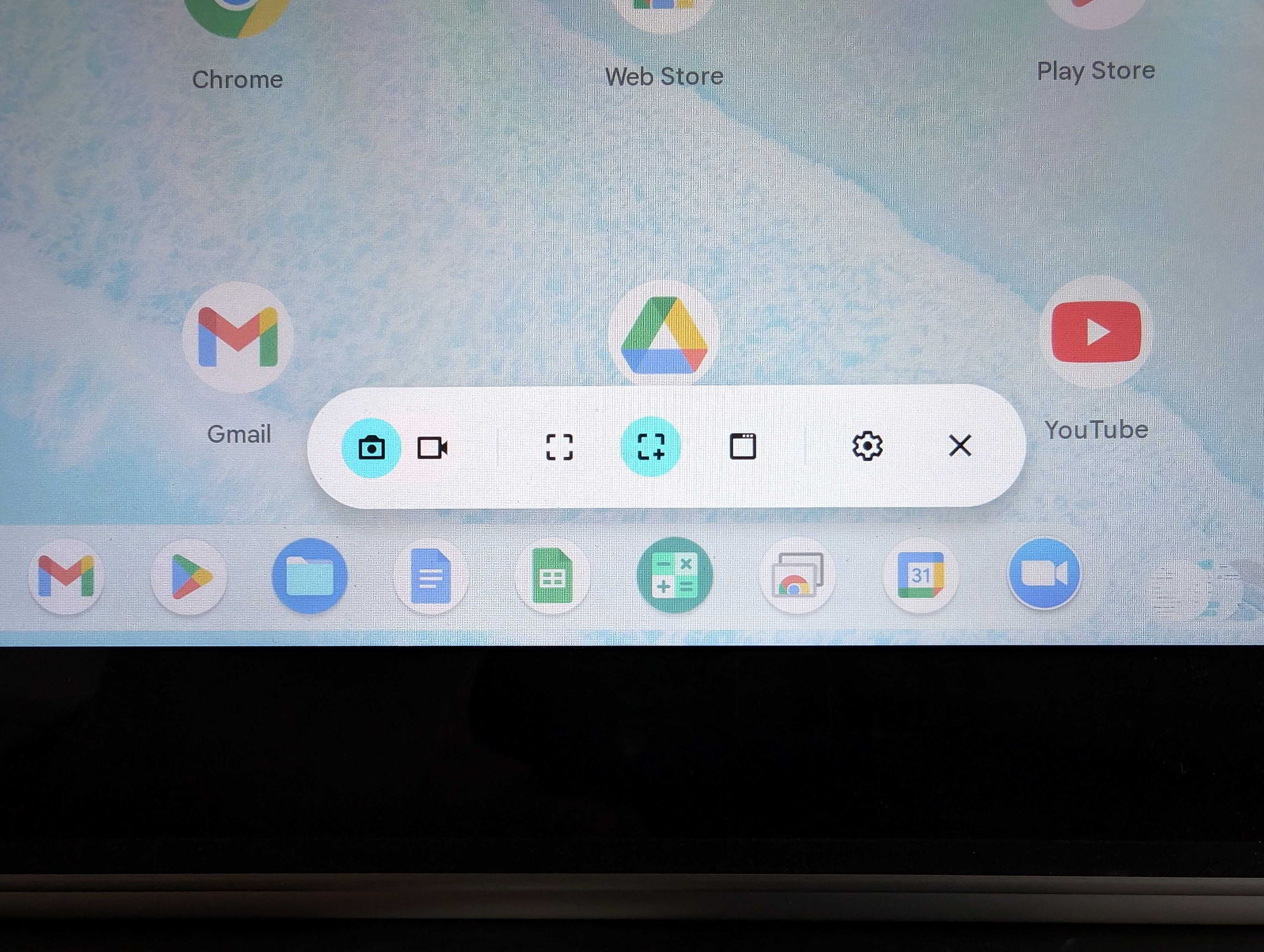 La barre d'outils de capture d'écran pour Chromebooks