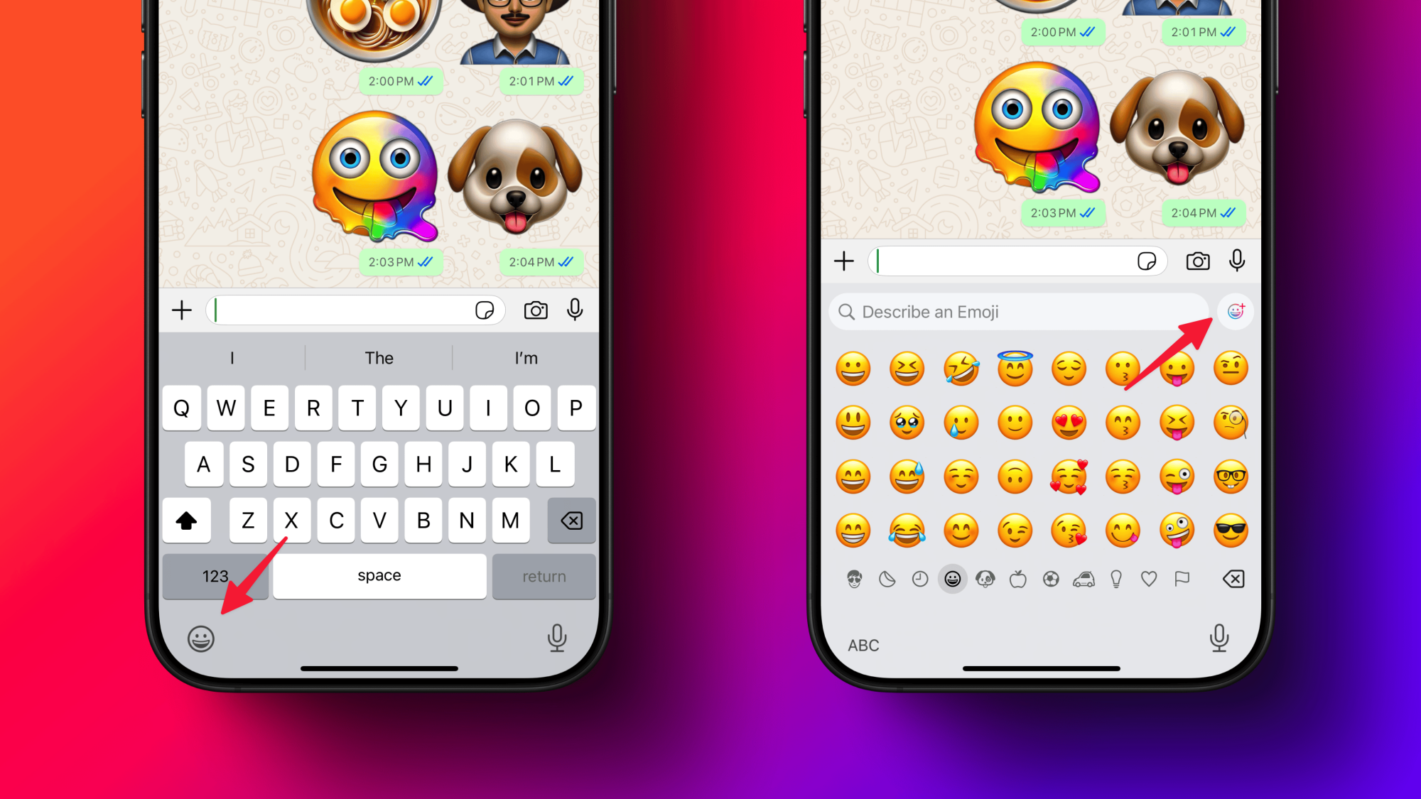 Accéder à la fonctionnalité Genmoji depuis le clavier Emoji sur iPhone.