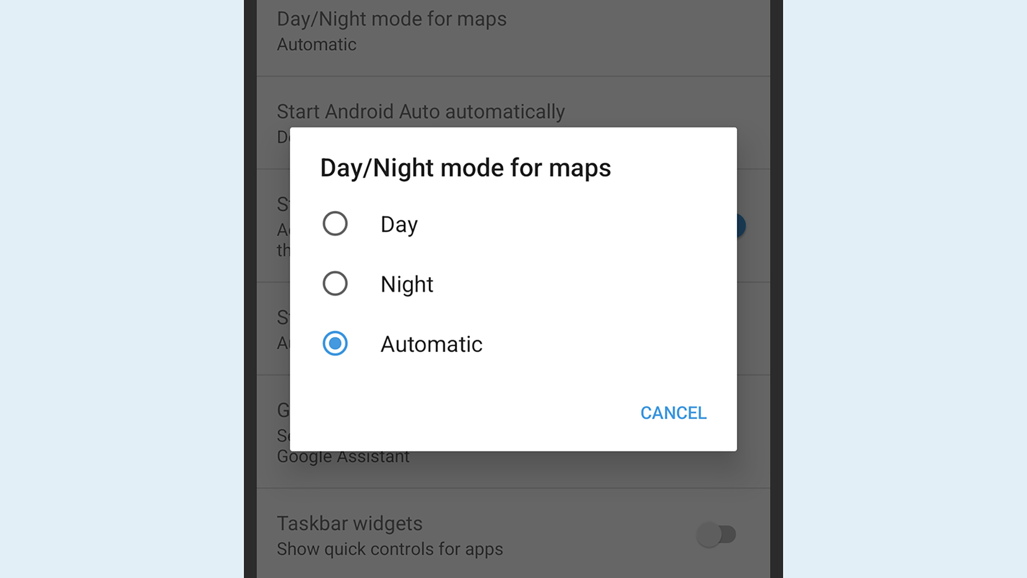 Paramètres d'Android Auto
