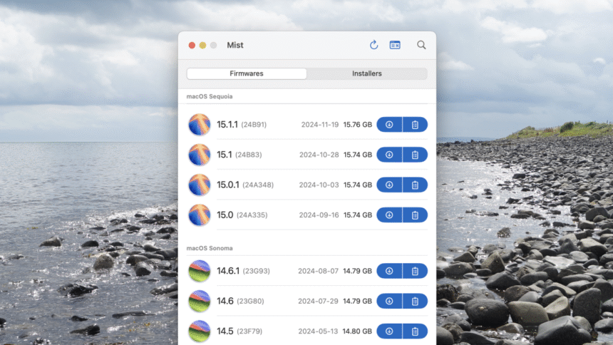 Mist est un outil en ligne de commande pour Mac qui télécharge automatiquement les installateurs et firmwares de macOS. (github.com)