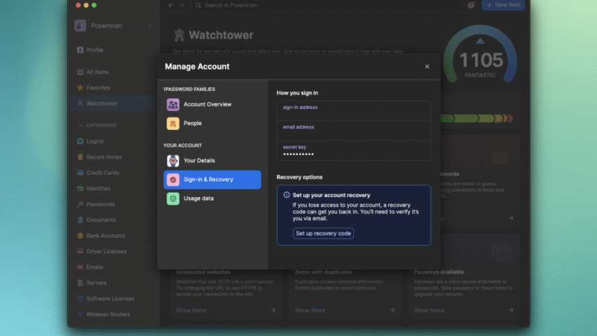 Récupération de compte 1Password : désormais plus clémente