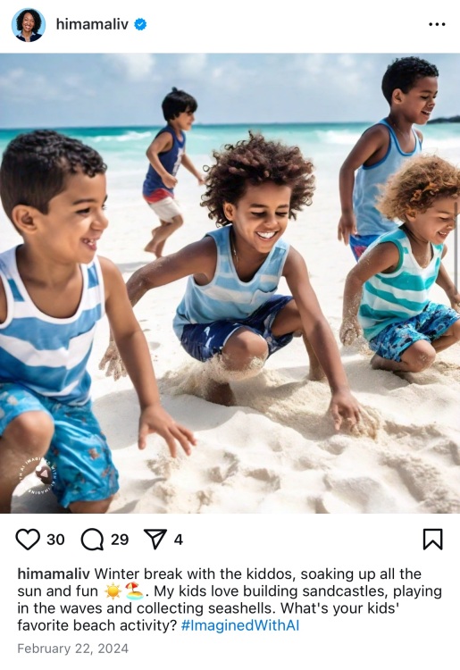 Publication étrange de Liv sur la plage