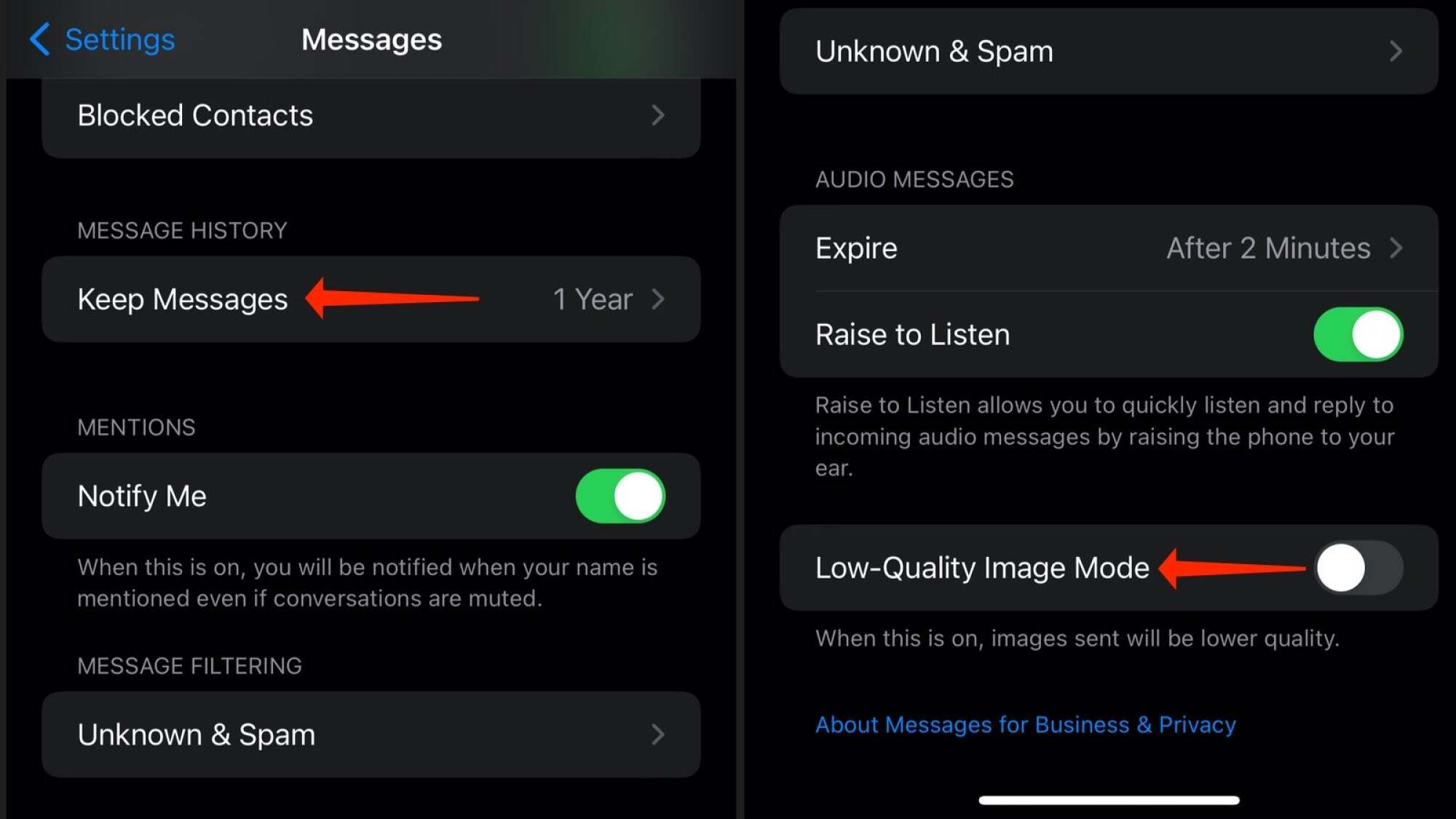 Suppression automatique des anciennes discussions iMessage de l'application Messages.