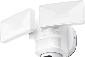 eufy Security Floodlight E30 Camera, WiFi Surveillance Camera, 360° Rotation and Tilt, AI Detection and Tracking, 2K Video, 2000 Lumens, 24/7 Recording, No Monthly Fees