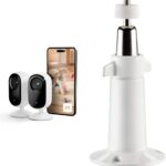 Arlo Essential 2 Indoor 2K WiFi Surveillance Camera for Pets Night Vision with Lens Shutter, Secure Test Included, 4 White Cameras + Mounting Arm