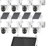 AKAVIG 8 Channel Wireless WiFi Solar Energy Security Camera Kit with NVR Monitor, 4MP Solar Surveillance Camera System with Motion Detection, with 2T Hard Drive