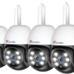 Ctronics Outdoor WiFi Surveillance Camera Kit 360° PTZ, 1080P WiFi IP Camera with Auto Tracking Human Detection 350°90° Night Vision Colour 20M Two-Way AudioIP66 Waterproof (1 Inch)
