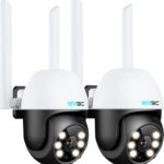 SV3C 2 Pack Outdoor Wireless 1080P PTZ WIFI IP Security Camera, 360° External Camhi Camera, Auto Tracking, Color Night Vision, Two-Way Audio, Motion Detection,