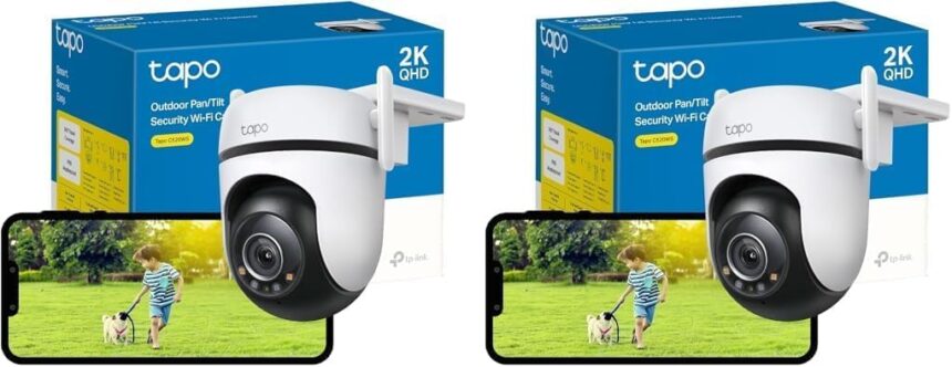 Tapo TP-Link 2K(4MP) 360° Outdoor WiFi Surveillance Camera C520WS, Starlight Color Night Vision, Person Detection and Motion Tracking, IP66 Waterproof, Audible Alarm Customizable