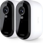 Arlo Essential 2 2K Wireless Outdoor WiFi Surveillance Camera, 6 Months Battery Life, Colour Night Vision, Siren and Two-Way Audio, Arlo Secure Trial Included, 2 White Cameras
