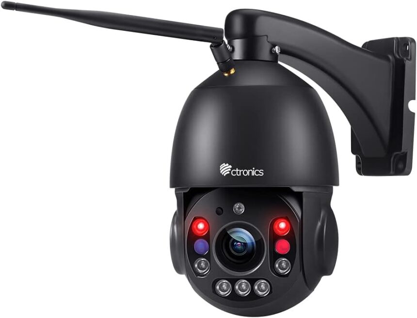 Ctronics 5MP 30X Zoom Outdoor WiFi Surveillance Camera, 2.4/5Ghz WiFi IP Camera, Human Detection & Auto Cruise & Zoom, 150M Night Vision, PTZ 355°90°, Bluetooth/PC/Cloud, Metal IP66