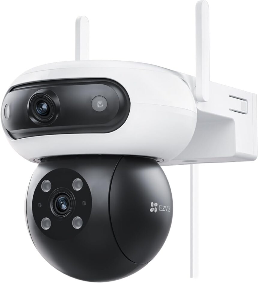 EZVIZ 8MP (4MP+4MP) Dual Lens Outdoor WiFi Surveillance Camera, 360° Outdoor Camera, Color Night Vision, Person/Vehicle Detection, Two-Way Audio, Waterproof, C90 Dual