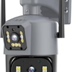 Surveillance Camera, Outdoor Camera 4K 8MP Three Dual Lens PTZ Cameras and Dual Screen Fixed Point IP Camera Auto Tracking Audio IPC360 Home Application,Indoor and Outdoor
