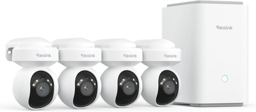 Reolink 4K Wi-Fi 6 All-in-One Surveillance Camera Kit with 2TB Hard Drive, 16TB Max Local Storage, PT Automatic Tracking, Intelligent Detection, Anti-Theft Encryption, Home Hub Pro+4X E1 Outdoor S